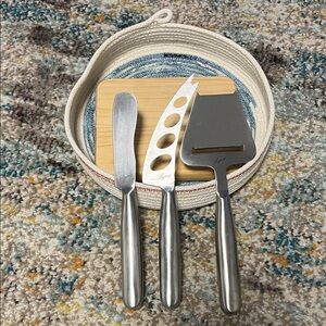 Legacy Stainless Steel Cheese Knife Set with Wooden Board